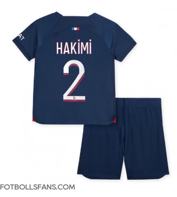 Paris Saint-Germain Achraf Hakimi #2 Replika Hemmatröja Barn 2023-24 Kortärmad (+ Korta byxor)